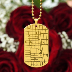 Engraved Map Dog Tag Necklace - The Best Shop 4U