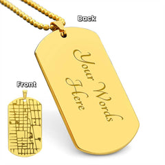 Engraved Map Dog Tag Necklace - The Best Shop 4U