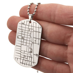 Engraved Map Dog Tag Necklace - The Best Shop 4U