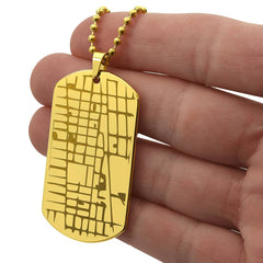 Engraved Map Dog Tag Necklace - The Best Shop 4U