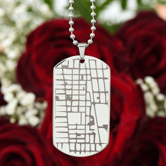 Engraved Map Dog Tag Necklace - The Best Shop 4U