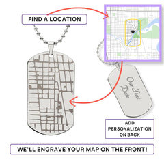 Engraved Map Dog Tag Necklace - The Best Shop 4U