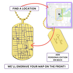 Engraved Map Dog Tag Necklace - The Best Shop 4U
