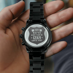 Engraved Watch We've Got Your Six (Charcoal Black) – Men's Watch - The Best Shop 4U