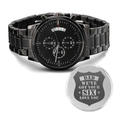 Engraved Watch We've Got Your Six (Charcoal Black) – Men's Watch - The Best Shop 4U