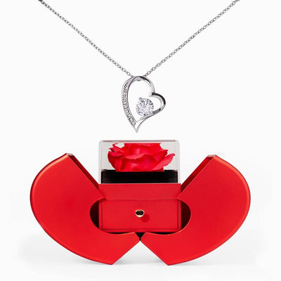 Forever Love Necklace and Red Heart Rose Box - The Best Shop 4U