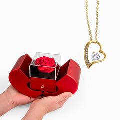 Forever Love Necklace and Red Heart Rose Box - The Best Shop 4U