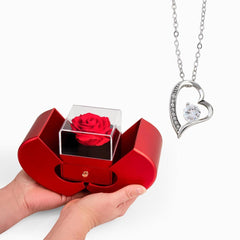 Forever Love Necklace and Red Heart Rose Box - The Best Shop 4U