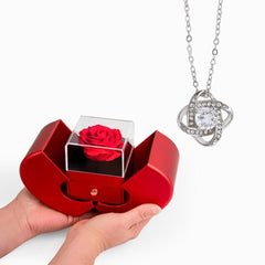 Love Knot Necklace and Red Heart Rose Box - The Best Shop 4U