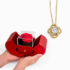 Love Knot Necklace and Red Heart Rose Box - The Best Shop 4U