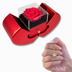 Love Knot Necklace and Red Heart Rose Box - The Best Shop 4U