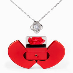 Love Knot Necklace and Red Heart Rose Box - The Best Shop 4U