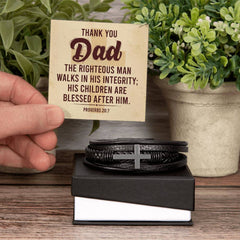 Proverbs 20:7 - Leather Cross Bracelet - The Best Shop 4U