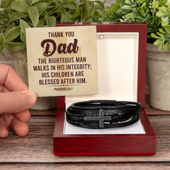 Proverbs 20:7 - Leather Cross Bracelet - The Best Shop 4U