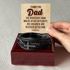 Proverbs 20:7 - Leather Cross Bracelet - The Best Shop 4U