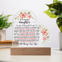 To My Beautiful Daughter – Acrylic Heart Plaque - The Best Shop 4U