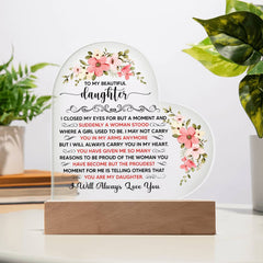 To My Beautiful Daughter – Acrylic Heart Plaque - The Best Shop 4U