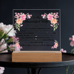 To My Beautiful Wife – Acrylic Square - The Best Shop 4U