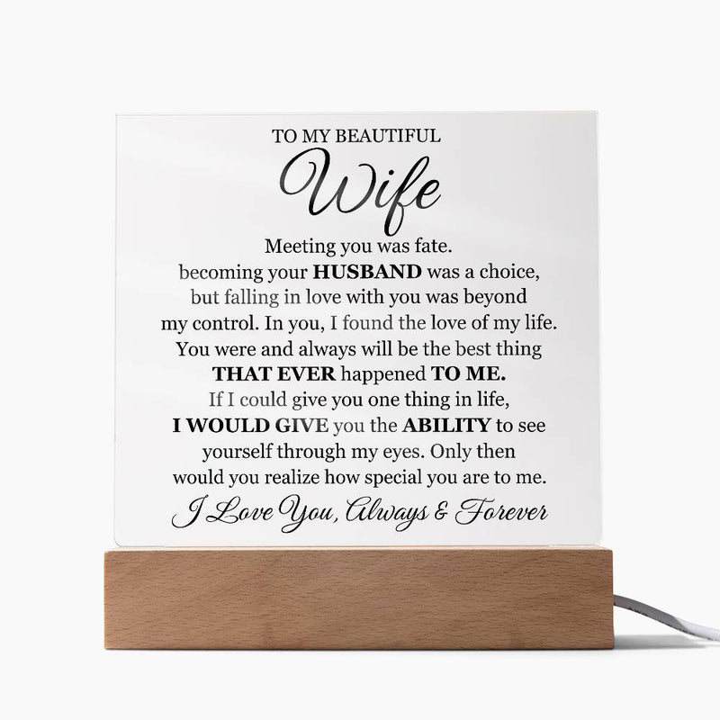 To My Beautiful Wife (Printed) – Acrylic Square - The Best Shop 4U