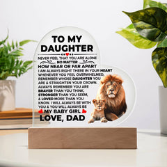 To My Daughter Braver – Acrylic Heart Plaque - The Best Shop 4U