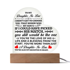 To My Daughter - in - Law Honor – Acrylic Heart Plaque - The Best Shop 4U