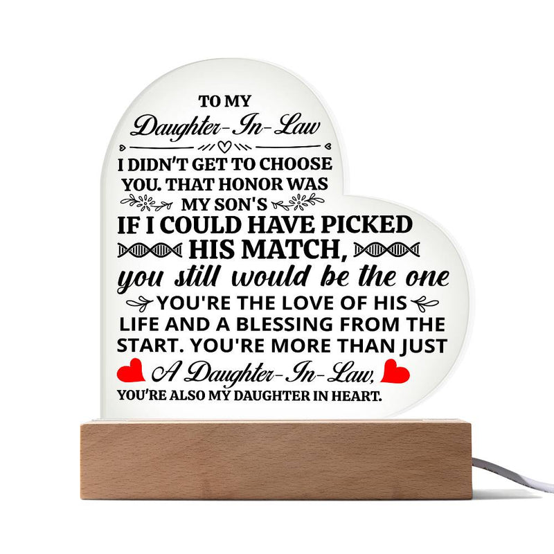 To My Daughter - in - Law Honor – Acrylic Heart Plaque - The Best Shop 4U