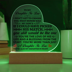 To My Daughter - in - Law Honor – Acrylic Heart Plaque - The Best Shop 4U