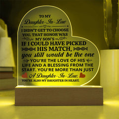 To My Daughter - in - Law Honor – Acrylic Heart Plaque - The Best Shop 4U