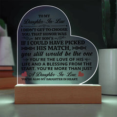 To My Daughter - in - Law Honor – Acrylic Heart Plaque - The Best Shop 4U