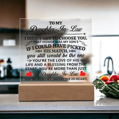 To My Daughter - in - Law Honor – Acrylic Square - The Best Shop 4U
