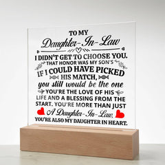 To My Daughter - in - Law Honor – Acrylic Square - The Best Shop 4U
