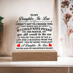 To My Daughter - in - Law Honor – Acrylic Square - The Best Shop 4U