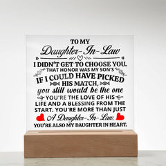 To My Daughter - in - Law Honor – Acrylic Square - The Best Shop 4U