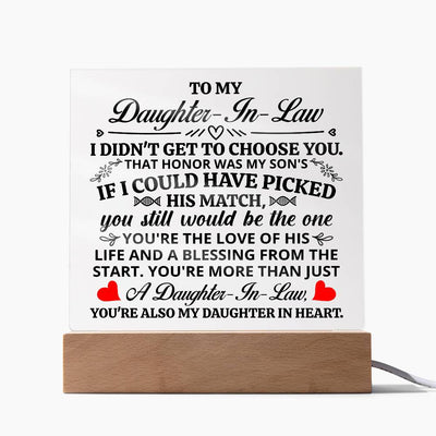 To My Daughter - in - Law Honor – Acrylic Square - The Best Shop 4U