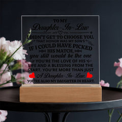 To My Daughter - in - Law Honor – Acrylic Square - The Best Shop 4U