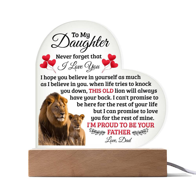 To My Daughter Old Lion – Acrylic Heart Plaque - The Best Shop 4U