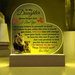 To My Daughter Old Lion – Acrylic Heart Plaque - The Best Shop 4U