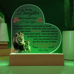 To My Daughter Old Lion – Acrylic Heart Plaque - The Best Shop 4U