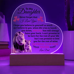 To My Daughter Old Lion – Acrylic Heart Plaque - The Best Shop 4U