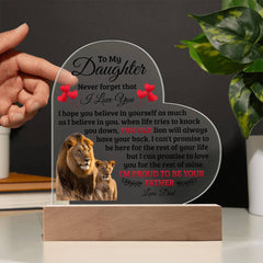 To My Daughter Old Lion – Acrylic Heart Plaque - The Best Shop 4U