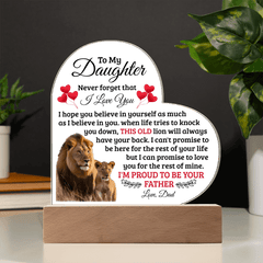 To My Daughter Old Lion – Acrylic Heart Plaque - The Best Shop 4U