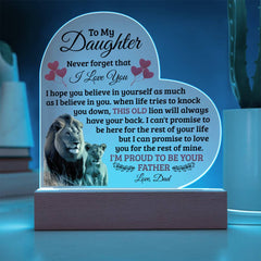To My Daughter Old Lion – Acrylic Heart Plaque - The Best Shop 4U