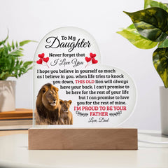 To My Daughter Old Lion – Acrylic Heart Plaque - The Best Shop 4U