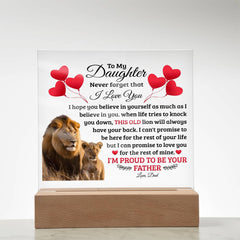 To My Daughter Old Lion – Acrylic Square - The Best Shop 4U