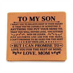 To My Son Promise (Black) – Leather Wallet - The Best Shop 4U
