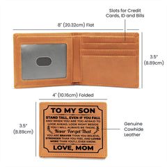 To My Son Stand Tall (Black) – Leather Wallet - The Best Shop 4U