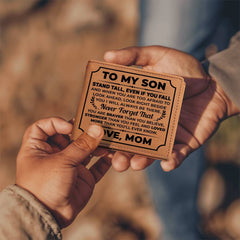 To My Son Stand Tall (Black) – Leather Wallet - The Best Shop 4U