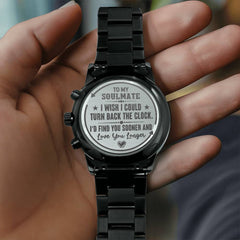 To My Soulmate Turn Back the Clock (Charcoal Black) – Men's Watch - The Best Shop 4U