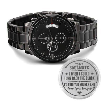 To My Soulmate Turn Back the Clock (Charcoal Black) – Men's Watch - The Best Shop 4U