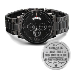 To My Soulmate Turn Back the Clock (Charcoal Black) – Men's Watch - The Best Shop 4U